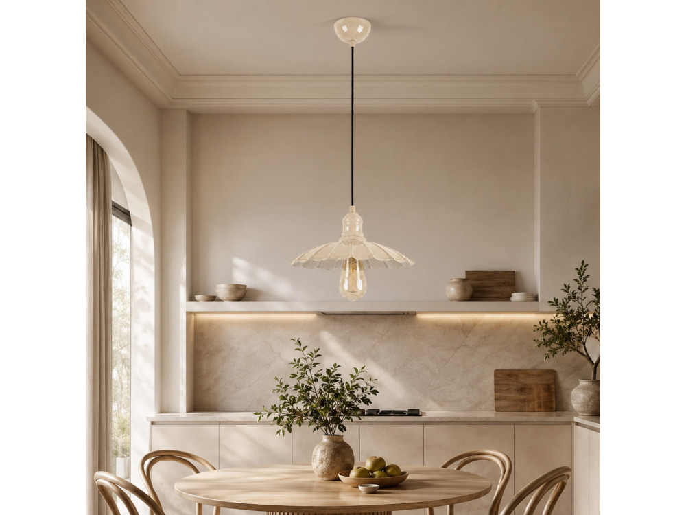 Metalen hanglamp "Volan" - 25 x 25 cm - Beige