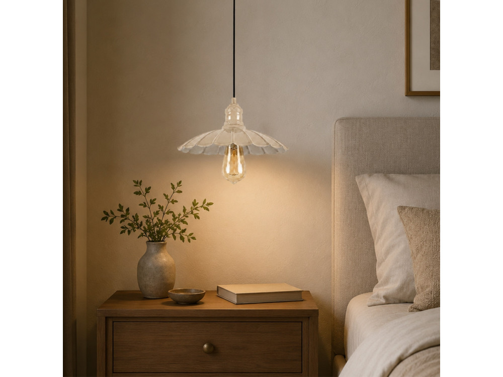 Metalen hanglamp "Volan" - 25 x 25 cm - Beige