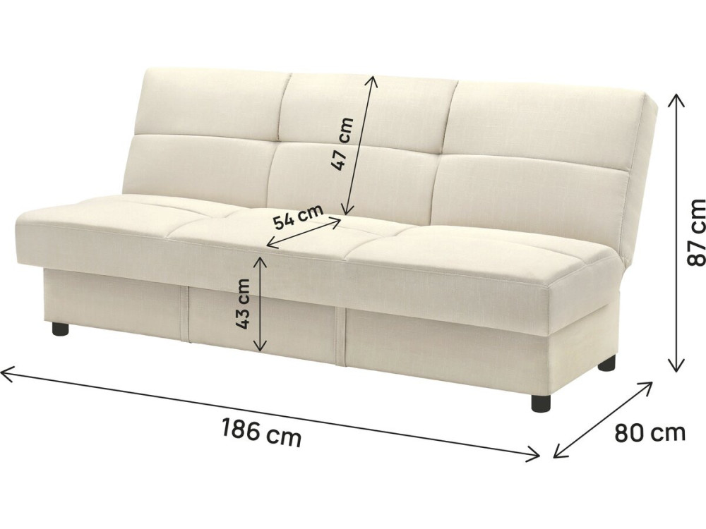 Clic-Clac "Enzo" bank - 186 x 80 x 87 cm - 3 zits - Beige