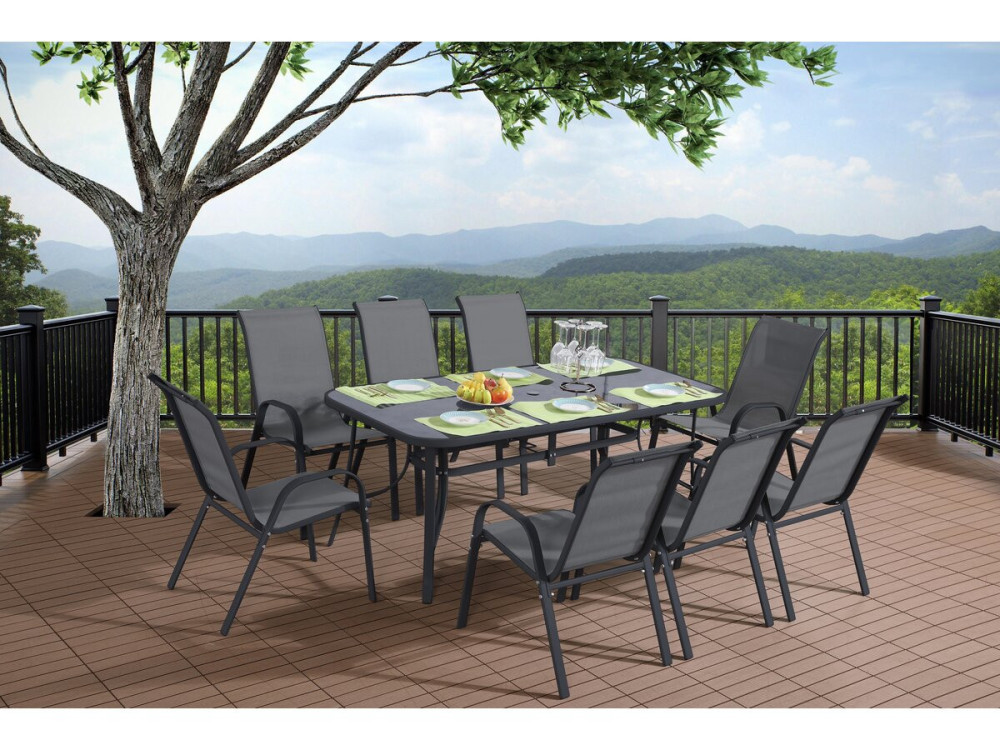 Tuintafel tafel outdoor "Cordoba" - Phoenix - 8 zits - Grijs marmereffect