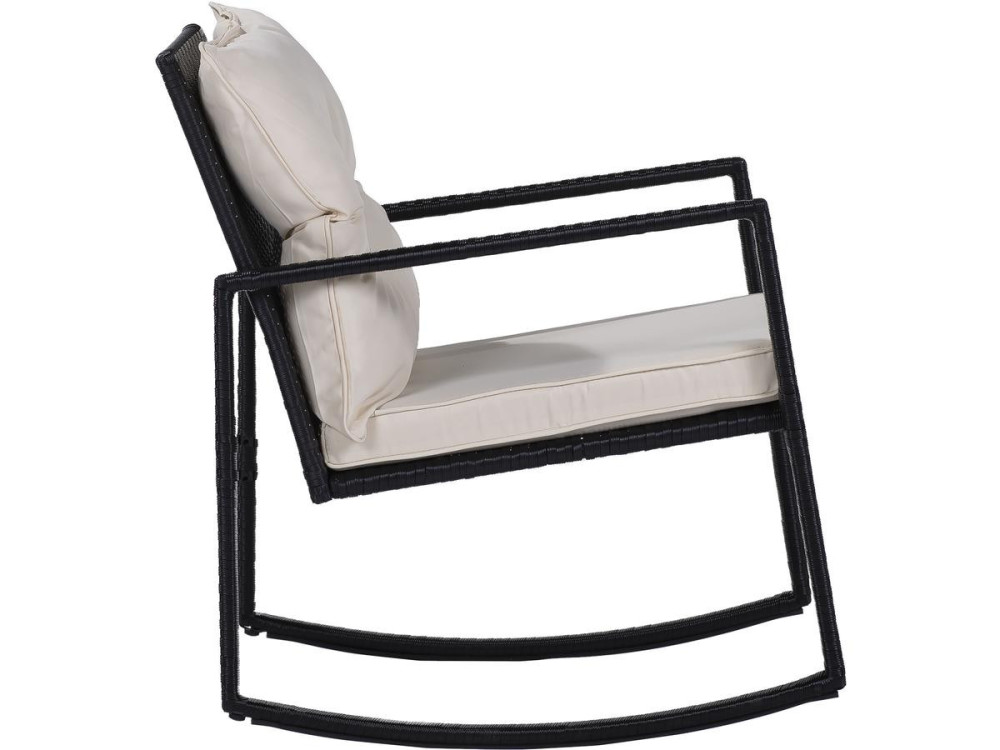 Tuinset tuinmeubelen set met 2 schommelstoelen "Sami" - Zwart/Beige