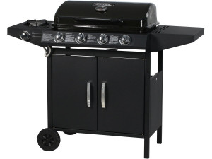 Gas BBQ gasbarbecue barbecue "Festa 5" - 5 branders waarvan 1 zijbrander - 12,9 Kw- Zwart
