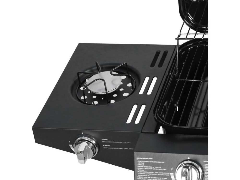 Gas BBQ gasbarbecue barbecue "Festa 5" - 5 branders waarvan 1 zijbrander - 12,9 Kw- Zwart