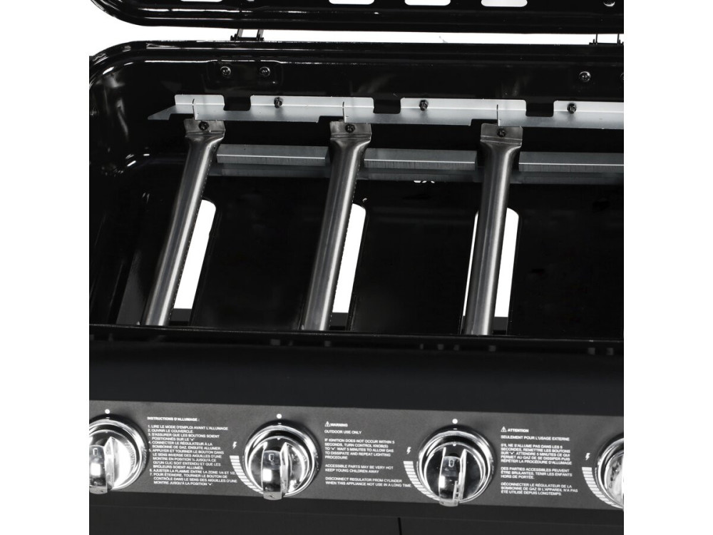 Gas BBQ gasbarbecue barbecue "Festa 5" - 5 branders waarvan 1 zijbrander - 12,9 Kw- Zwart