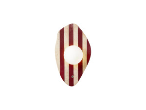 Travertijn wandlamp "Push" - Beige / Wit / Rood