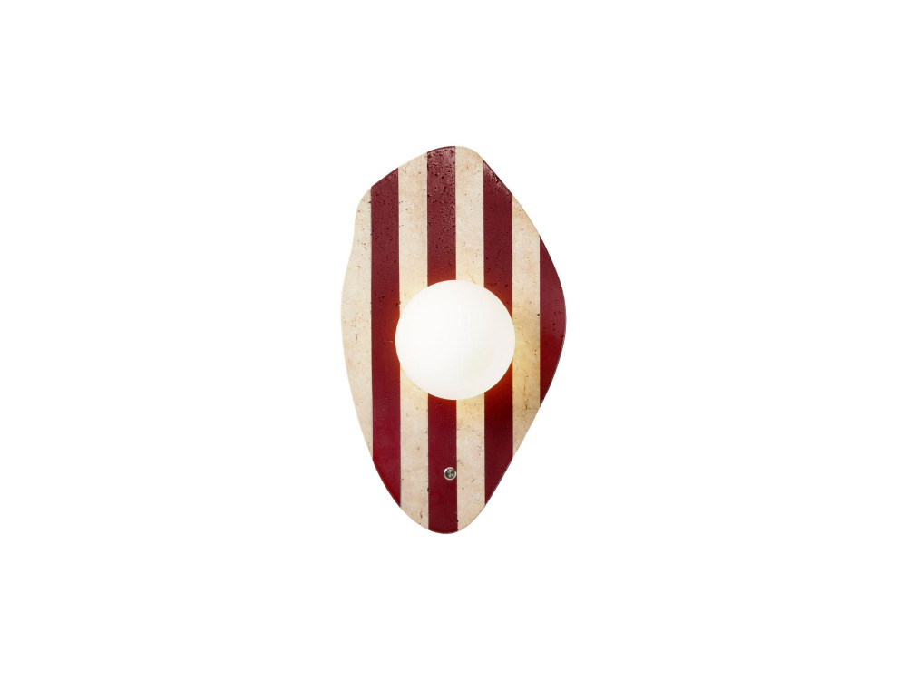 Travertijn wandlamp "Push" - Beige / Wit / Rood
