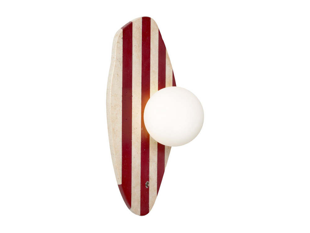 Travertijn wandlamp "Push" - Beige / Wit / Rood