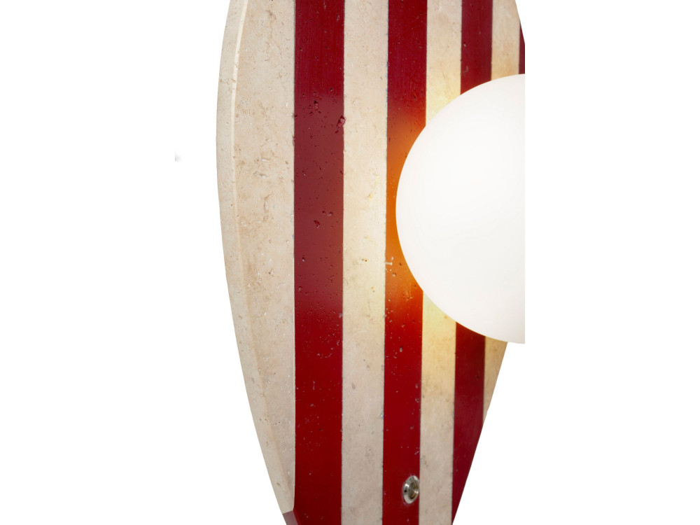Travertijn wandlamp "Push" - Beige / Wit / Rood