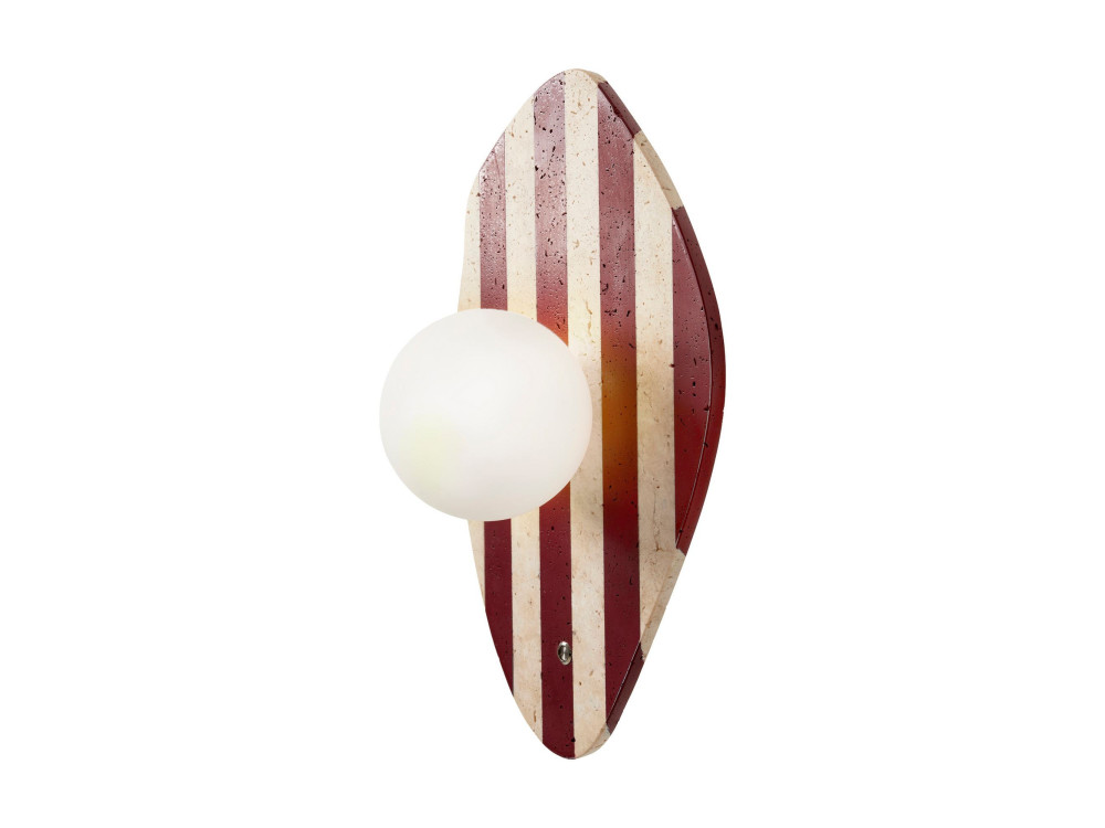 Travertijn wandlamp "Push" - Beige / Wit / Rood