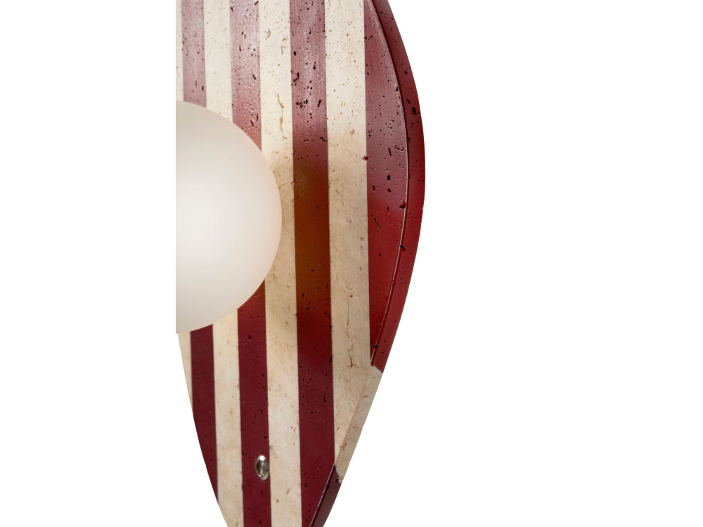 Travertijn wandlamp "Push" - Beige / Wit / Rood