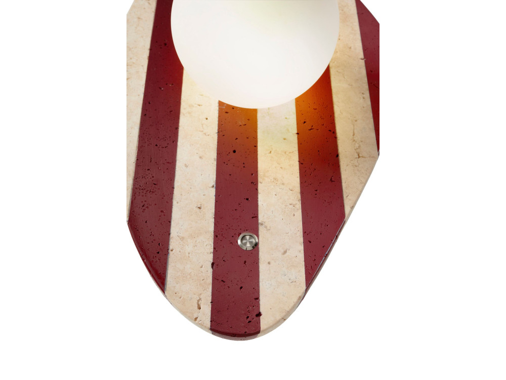 Travertijn wandlamp "Push" - Beige / Wit / Rood