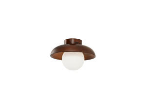Houten plafondlamp "Hand-T" - Notenhout / Wit