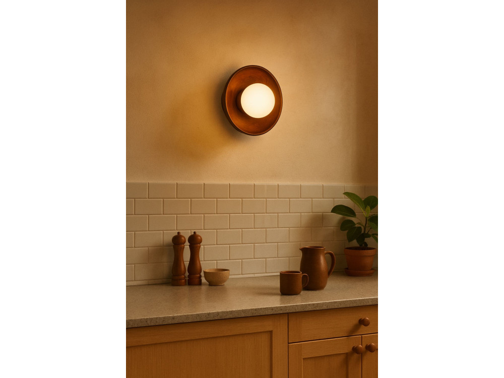Houten wandlamp "Hand-S" - Notenhout / Wit
