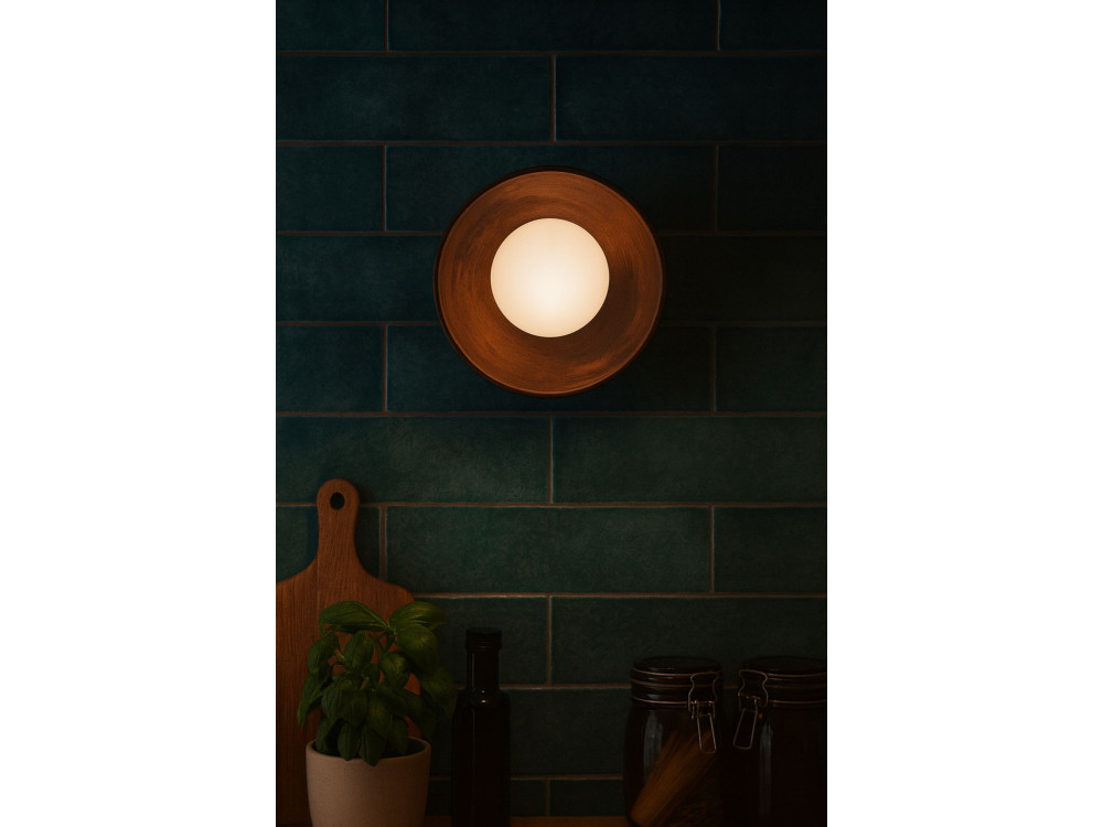 Houten wandlamp "Hand-S" - Notenhout / Wit