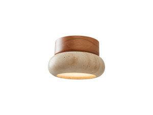 Houten plafondlamp "Worm-S" - Eiken / Beige