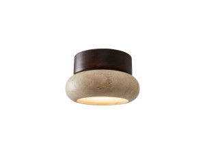 Houten plafondlamp "Worm-S" - Notenhout / Beige