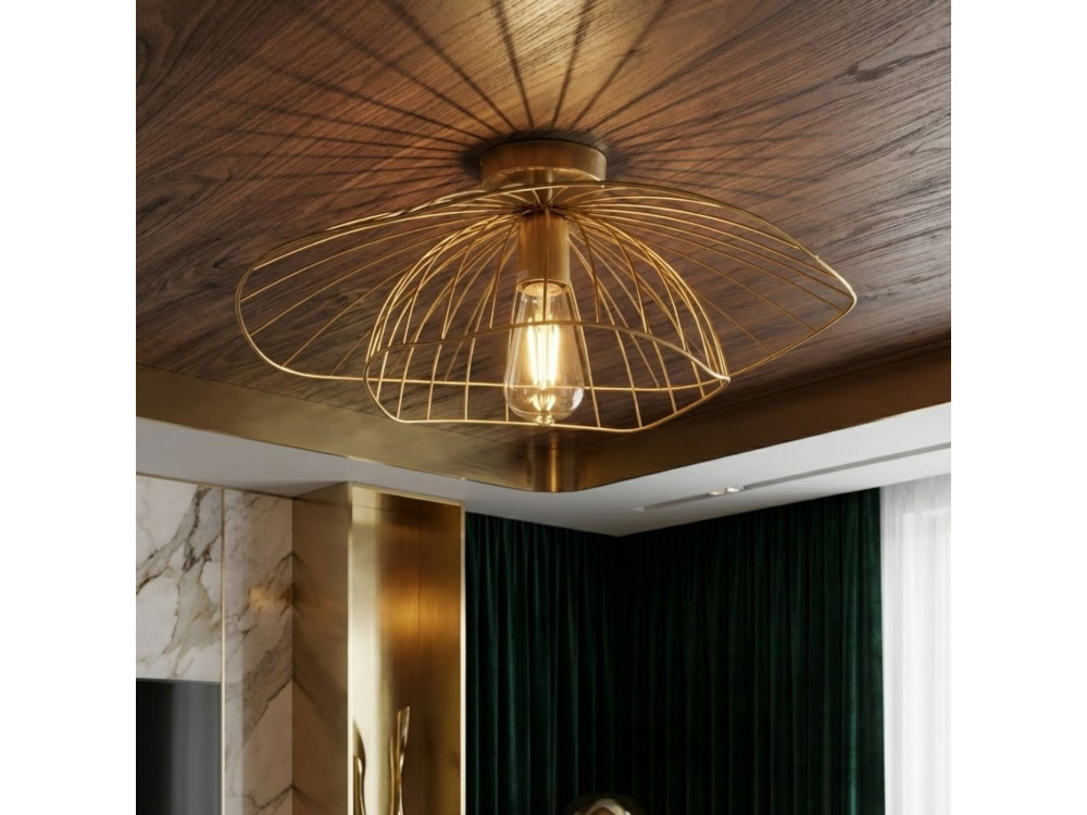 Metalen plafondlamp "Mantar" - 52 x 52 cm - Goudkleurig