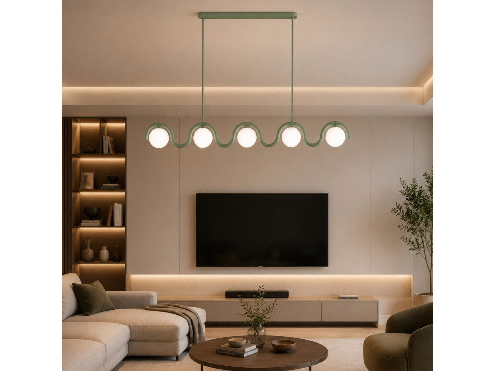 Metalen kroonluchter "GEDIK-20444" - 140 x 17 cm - Muntgroen