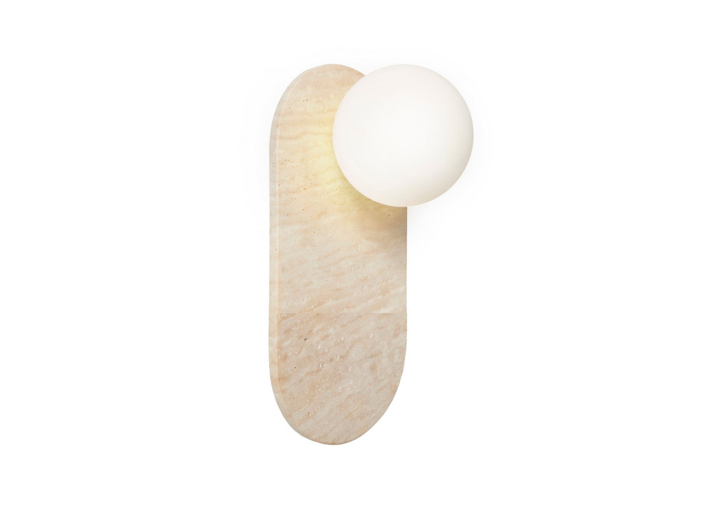 Travertijn wandlamp "Tor All" - 18 x 1 cm - Beige / Wit
