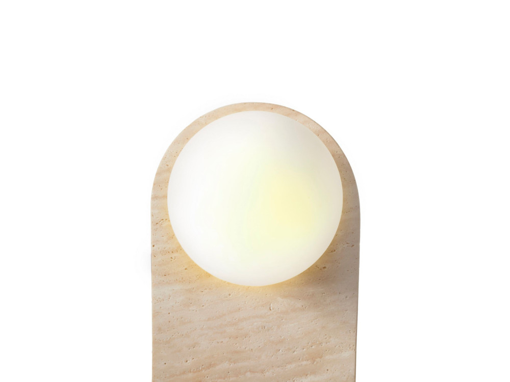 Travertijn wandlamp "Tor All" - 18 x 1 cm - Beige / Wit
