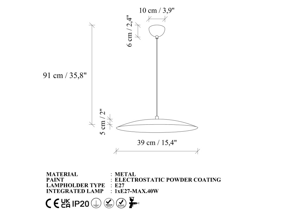 Metalen hanglamp "Soleil" - 39 x 39 cm - Donkergroen