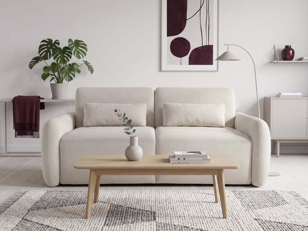 Express-slaapbank "Aurelie" - Matras 18 cm - Slaapbreedte 140 cm - 3-zits - Beige