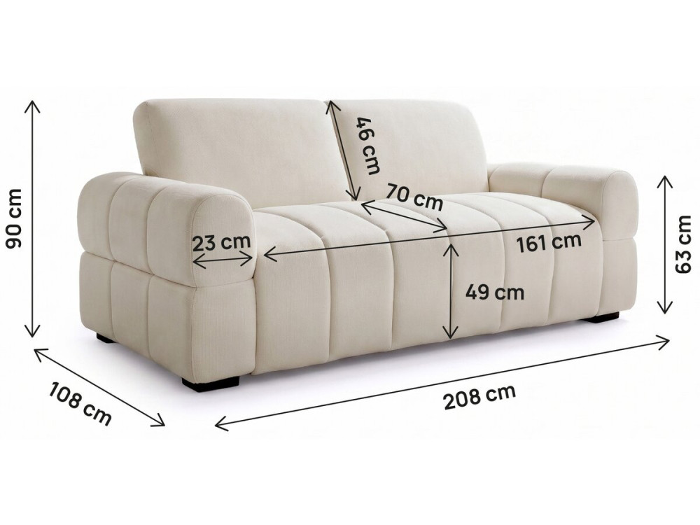 Express-slaapbank "Zoé" - Matras 18 cm - Slaapbreedte 140 cm - 3-zits - Beige