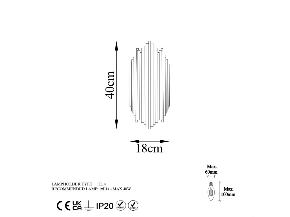 Metalen wandlamp "Kara" - 18 x 8 cm - Geel