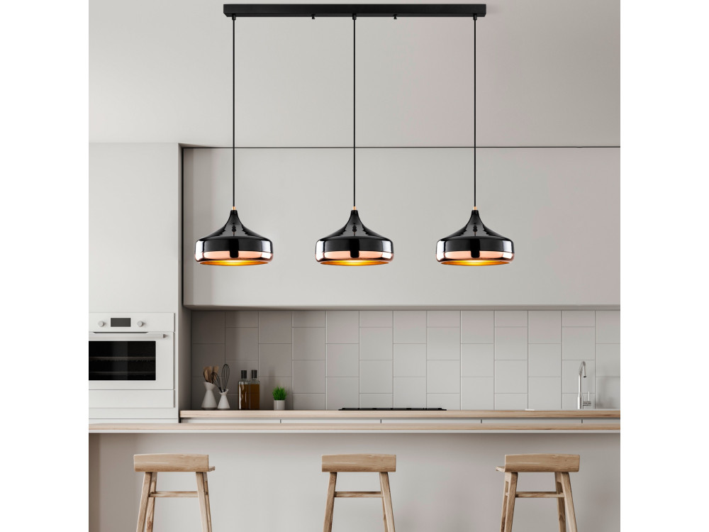 Metalen kroonluchter "Yildo" - 146 x 36 cm - Zwart