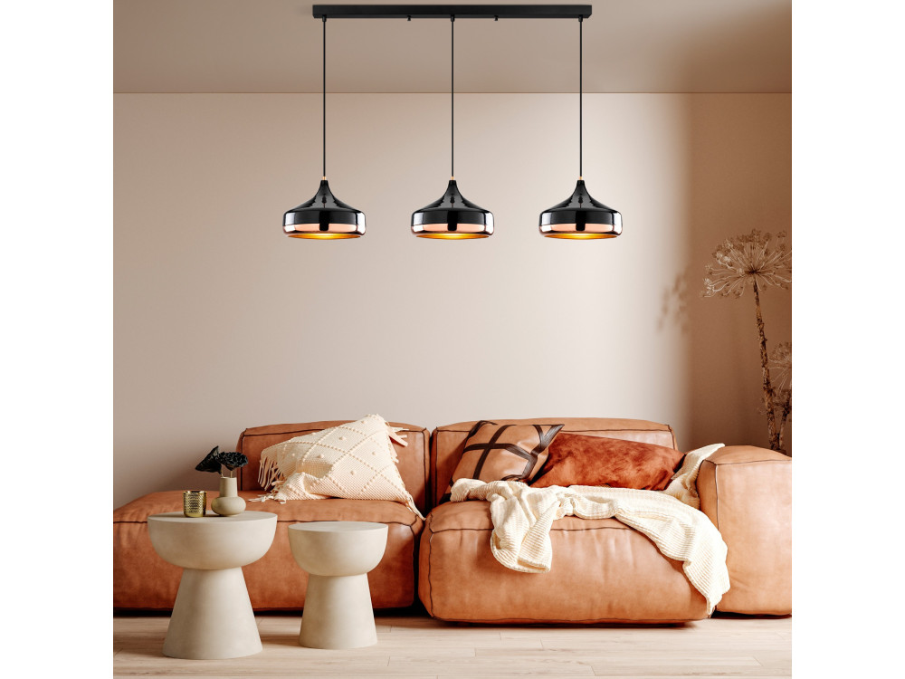 Metalen kroonluchter "Yildo" - 146 x 36 cm - Zwart