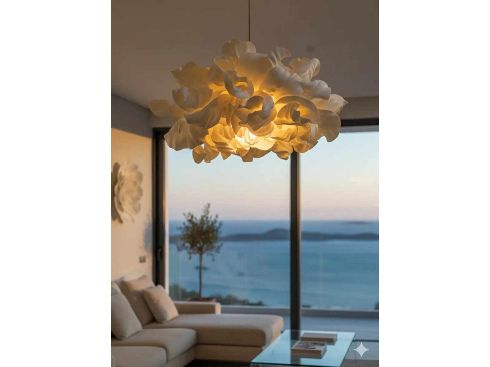 Hanglamp van kunststof "MOD0018" - 48 x 48 cm - Crème