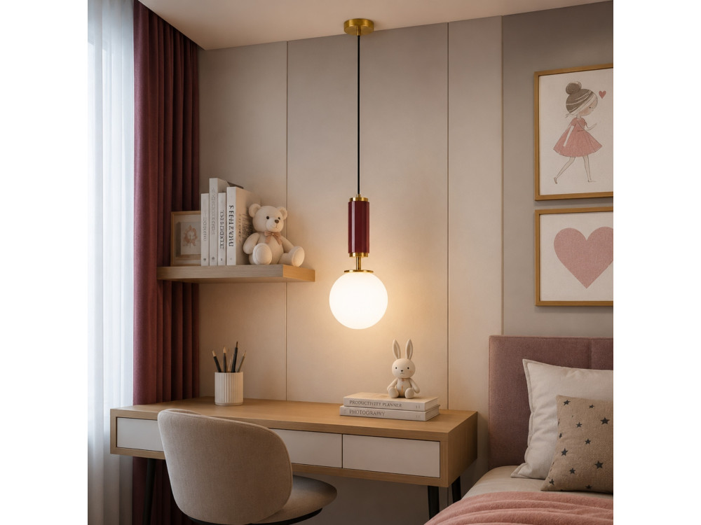 Metalen hanglamp "Moira" - 15 x 15 x 120 cm - Rood