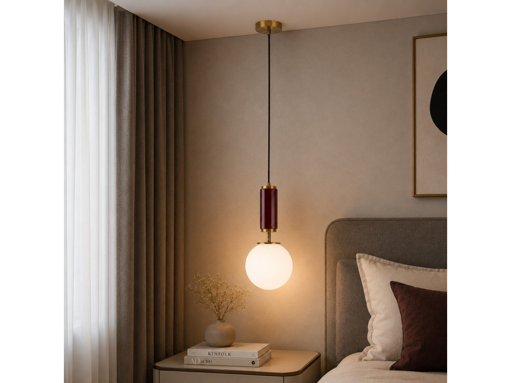 Metalen hanglamp "Moira" - 15 x 15 x 120 cm - Rood