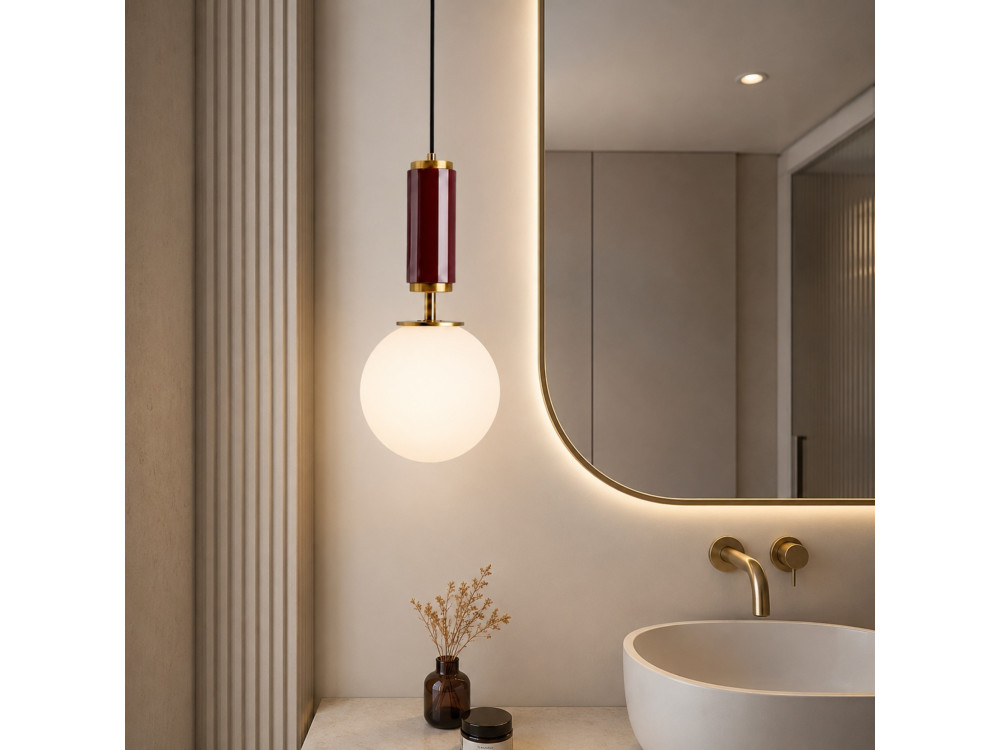 Metalen hanglamp "Moira" - 15 x 15 x 120 cm - Rood