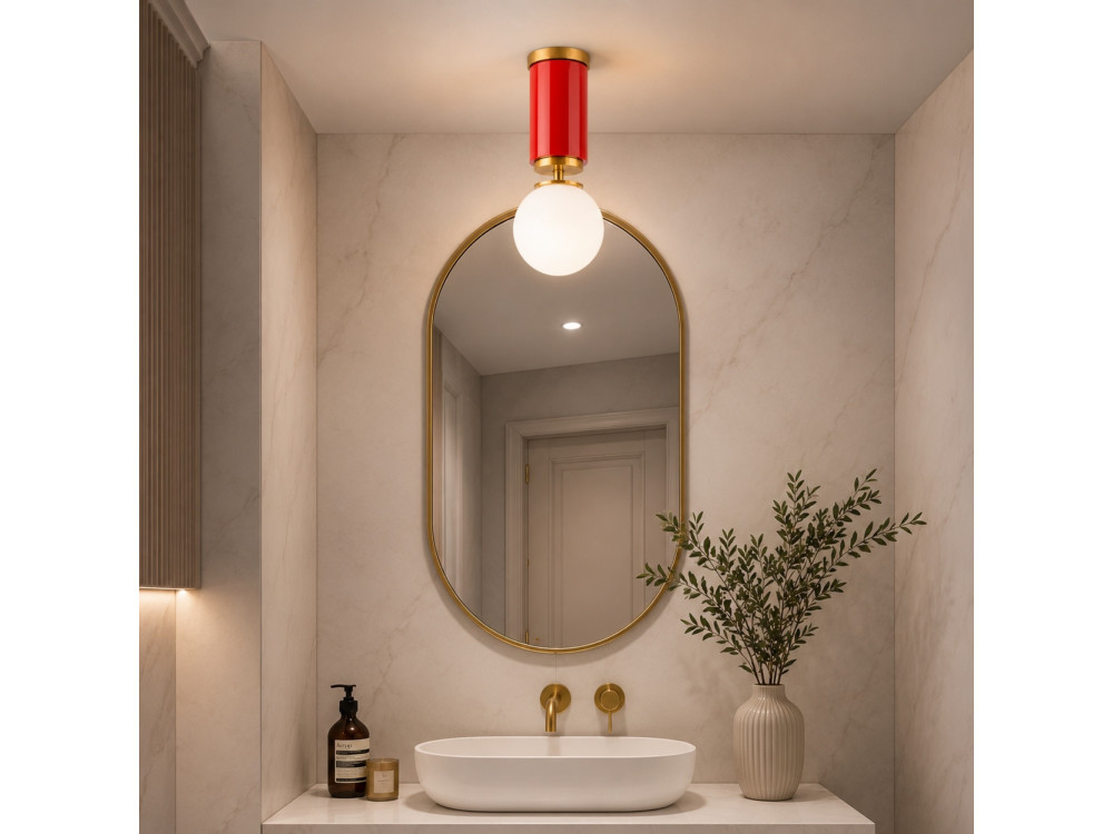 Metalen plafondlamp "Moira" - 15 x 15 x 38 cm - Rood