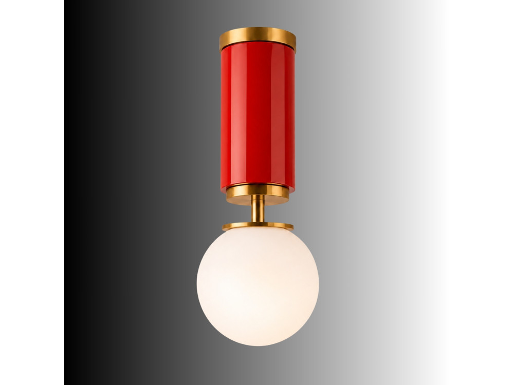 Metalen plafondlamp "Moira" - 15 x 15 x 38 cm - Rood