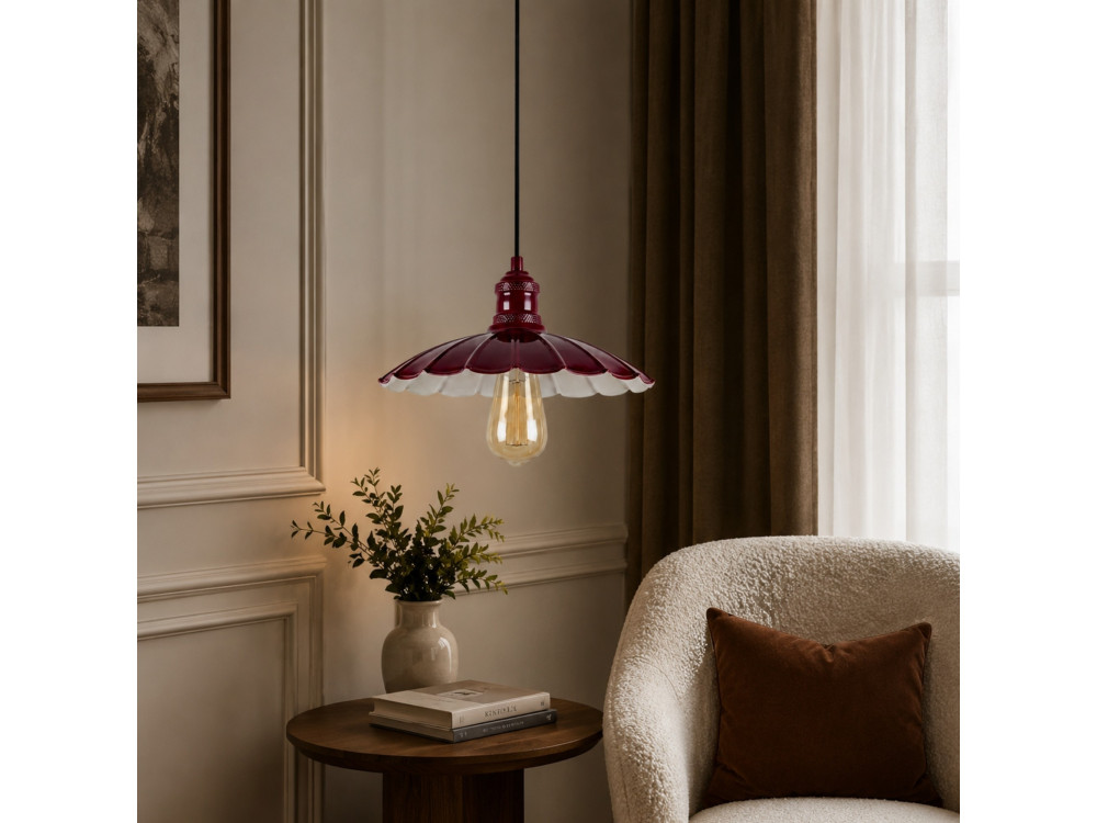 Metalen hanglamp "Volan" - 25 x 25 cm - Bordeaux