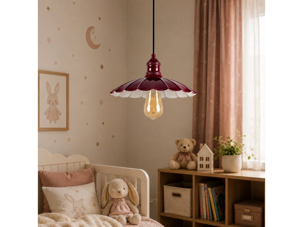 Metalen hanglamp "Volan" - 25 x 25 cm - Bordeaux