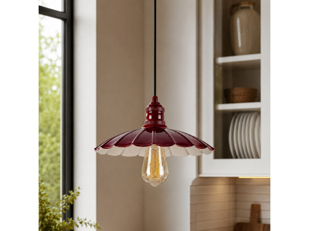 Metalen hanglamp "Volan" - 25 x 25 cm - Bordeaux