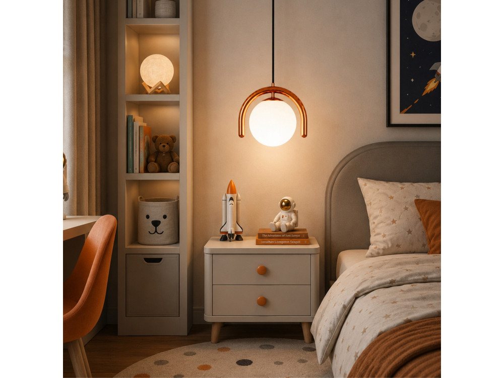 Metalen hanglamp "GEDIK-20441" - 20 x 20 cm - Bruin / Oranje