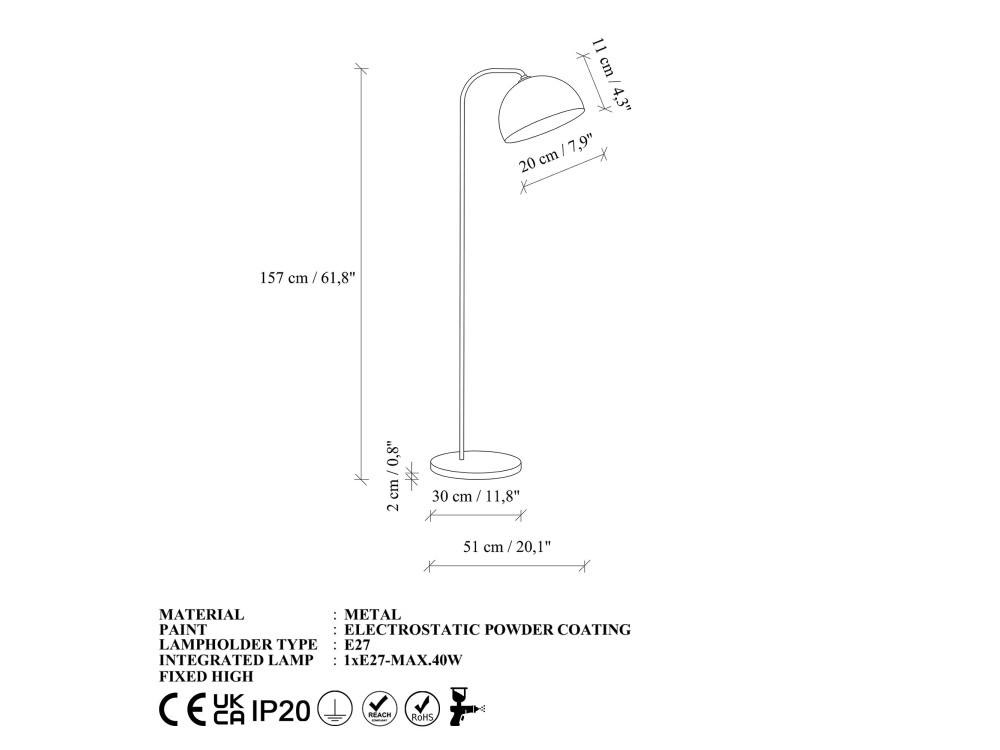 Metalen staande lamp "Yaka" - 51 x 51 cm - Wit