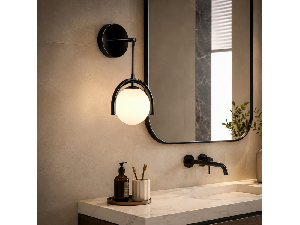 Metalen wandlamp "GEDIK-20445" - 20 x 20 cm - Zwart