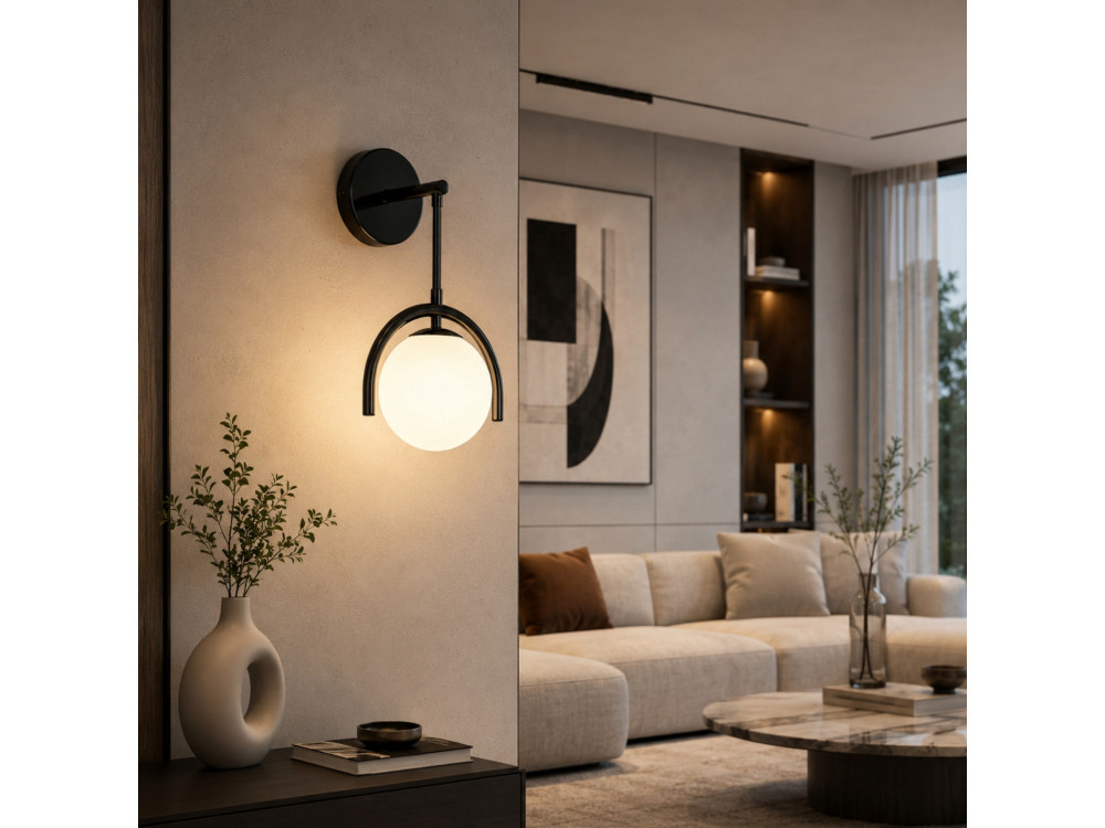 Metalen wandlamp "GEDIK-20445" - 20 x 20 cm - Zwart