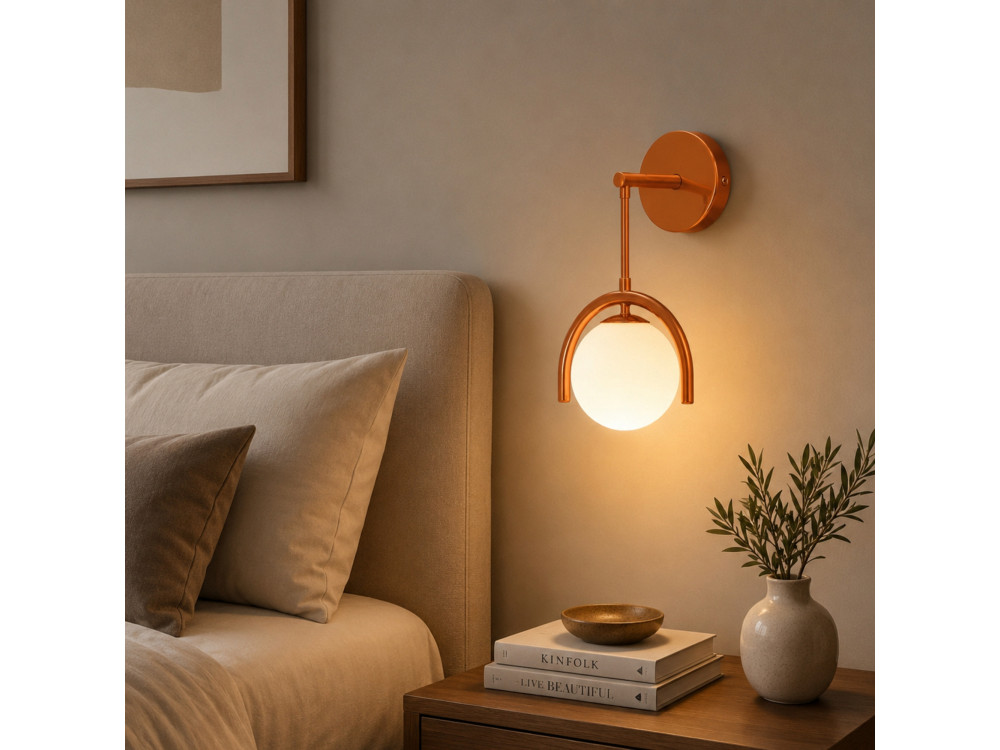 Metalen wandlamp "GEDIK-20445" - 20 x 20 cm - Bruin / Oranje