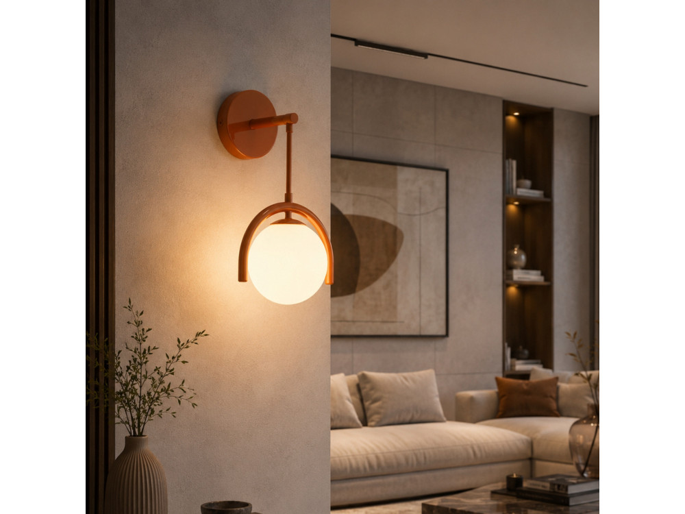 Metalen wandlamp "GEDIK-20445" - 20 x 20 cm - Bruin / Oranje