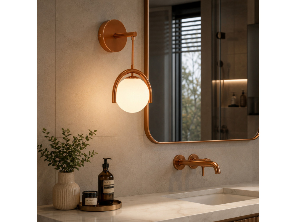 Metalen wandlamp "GEDIK-20445" - 20 x 20 cm - Bruin / Oranje