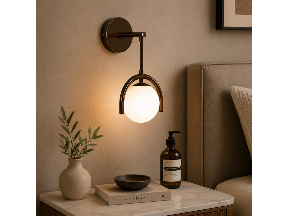Metalen wandlamp "GEDIK-20445" - 20 x 20 cm - Bruin