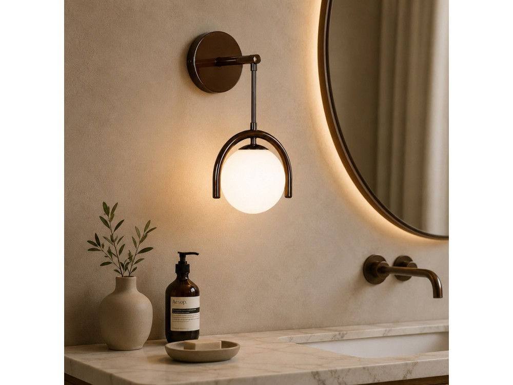 Metalen wandlamp "GEDIK-20445" - 20 x 20 cm - Bruin