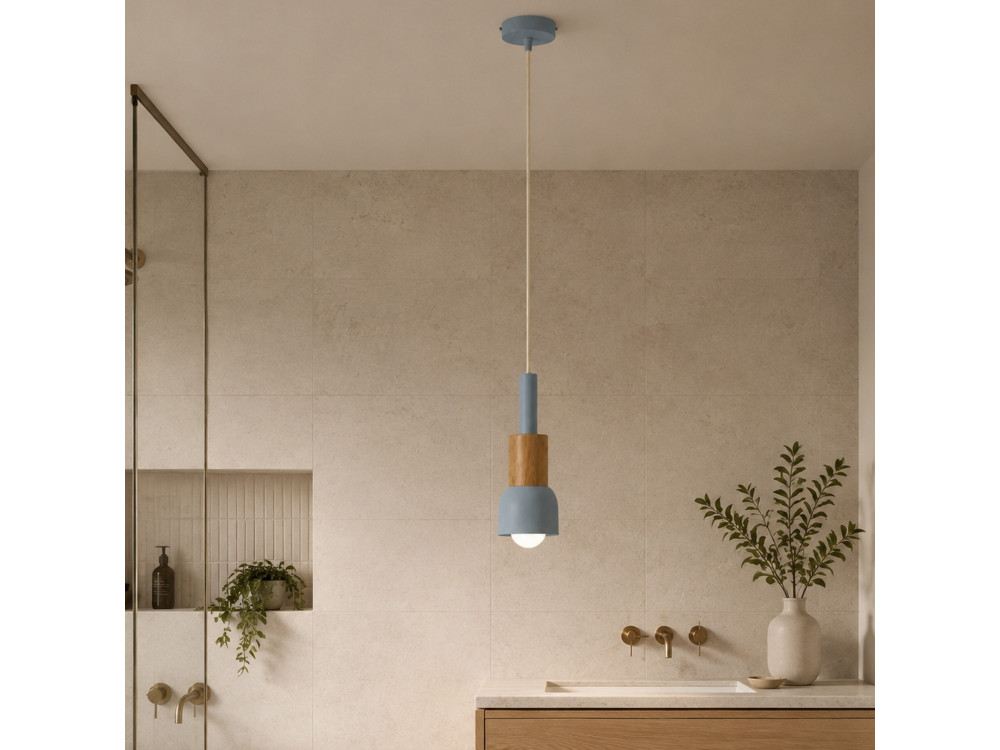 Metalen hanglamp "Elwood" - 10 x 25 cm - Blauw