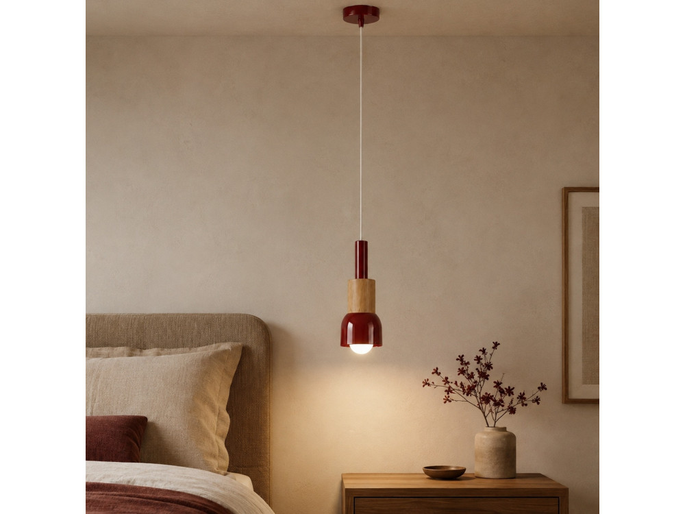 Metalen hanglamp "Elwood" - 10 x 25 cm - Rood